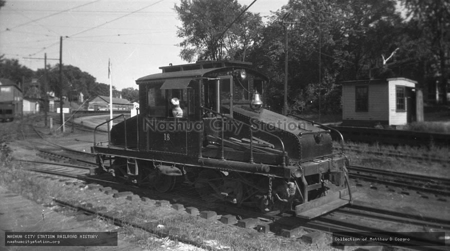 Negative: Claremont Railway locomotive #18 moving about the Boston & Maine Railroad